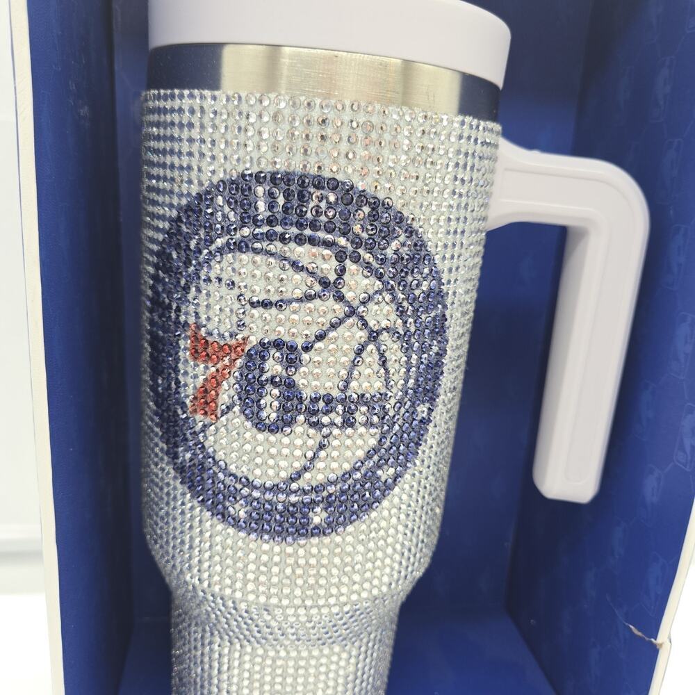 NBA Philadelphia 76 Bling Hydrapeak Steel Tumbler 40oz Rhinestones NEW Official